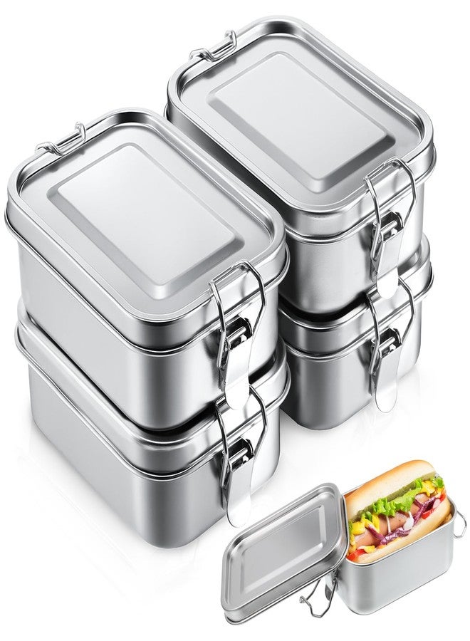 Zelphvt 4 Pcs 304 Stainless Steel Bento Box 550ml/18.6oz Metal Lunch Containers Stainless Steel Food Storage Containers Metal Meal Prep Container with Lockable Clips for Work Picnic Camping, Leak Proof - Image 1